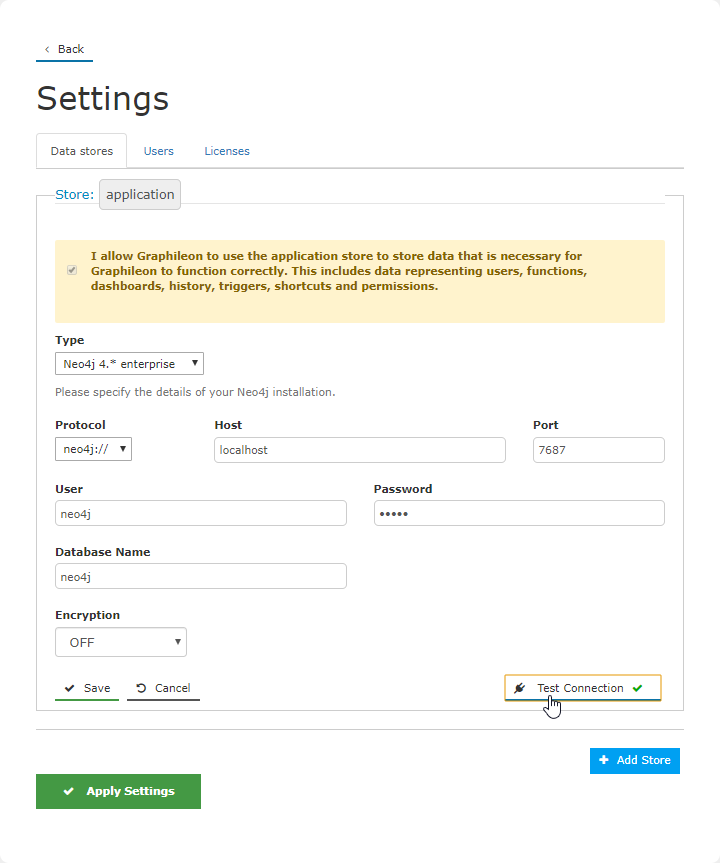 Settings page