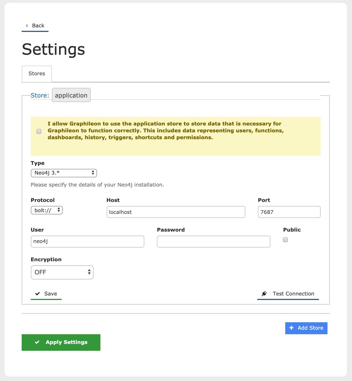 Settings page